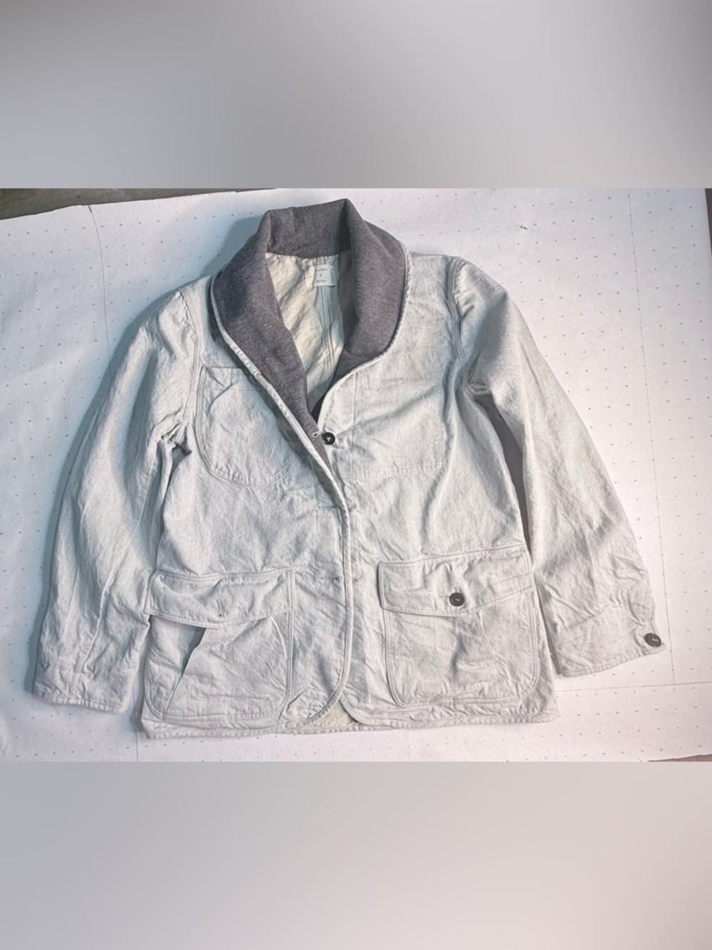 SOLD Billy Reid Light Gray Casual Jacket with Contrast Shawl Collar